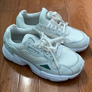 Adidas falcon shoes triple white